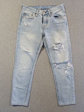 Levi's 501 Taper Faded Jeans Women's 26 X 28 Blue Destroyed